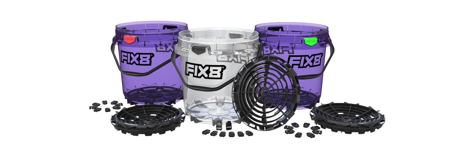 FIX8 3 Bucket Wash, Rinse & Wheel Bundle