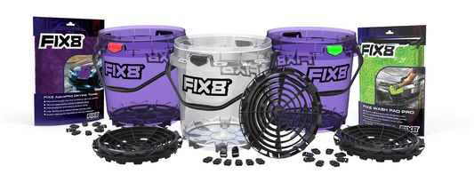 FIX8 3 Bucket Wash, Rinse & Wheel + Wash Cloths Bundle